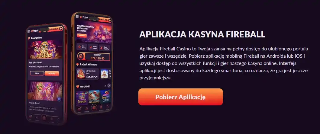 Fireball Casino na telefonie – aplikacja, Android i iOS