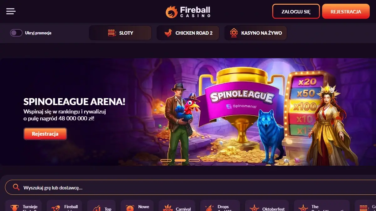 Polskojęzyczny interfejs Fireball Casino